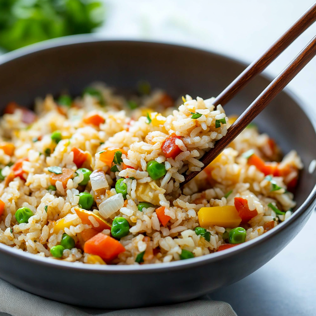 Stir-Fried Rice with Mixed Vegetables and Ginger-Soy Sauce