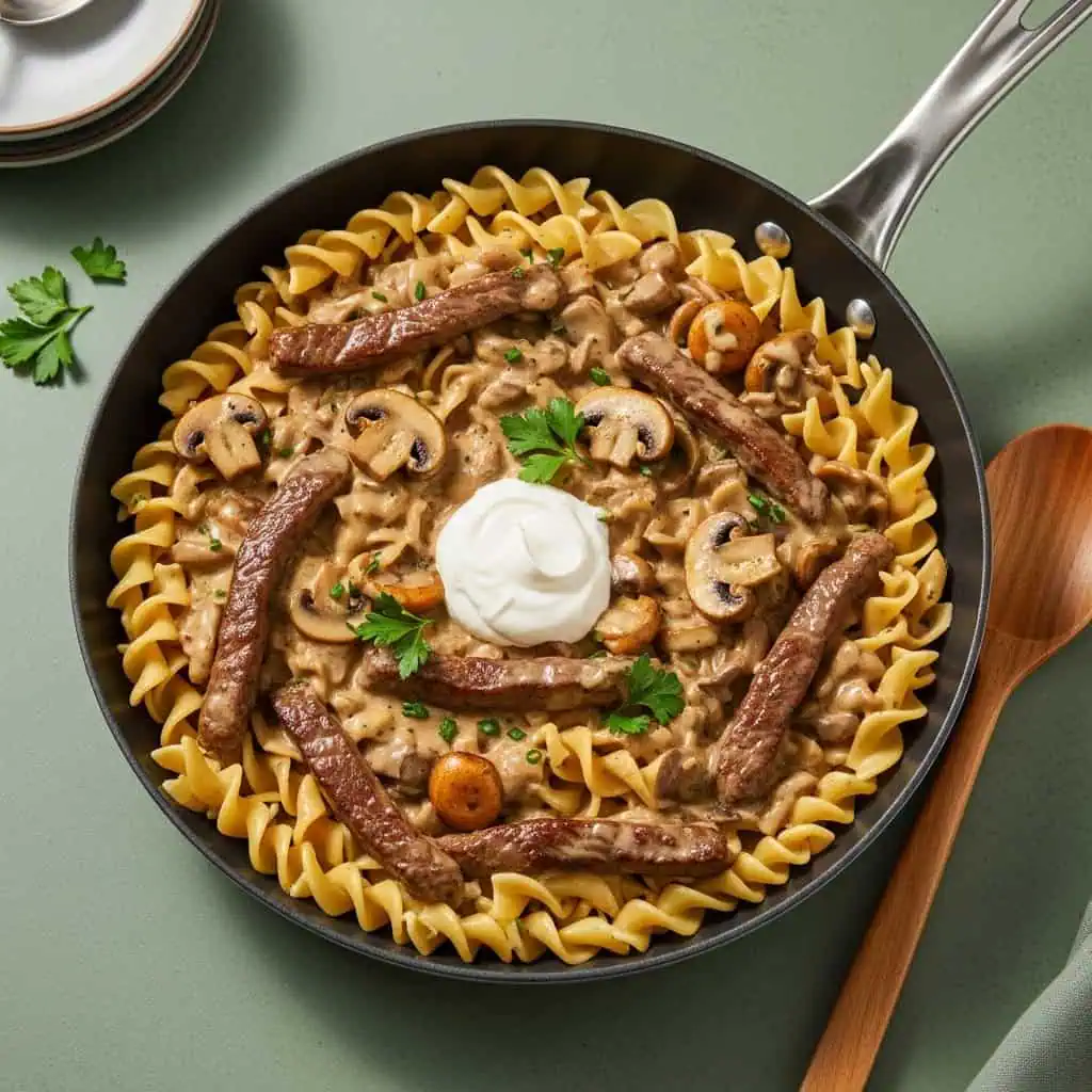 One-Pan Beef and Mushroom Stroganoff