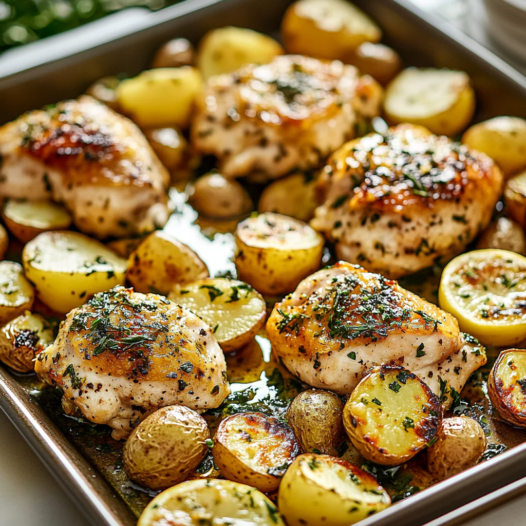 Sheet Pan Lemon-Garlic Chicken with Sweet Potatoes
