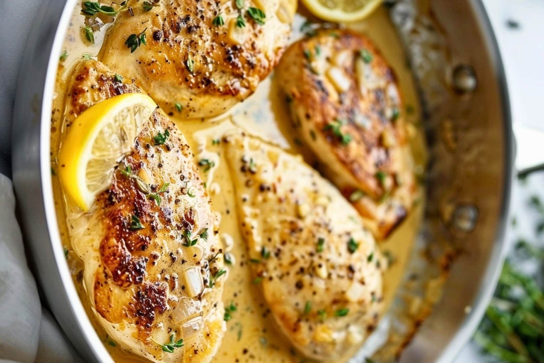 Pan-Seared Chicken with Lemon-Garlic Emulsion