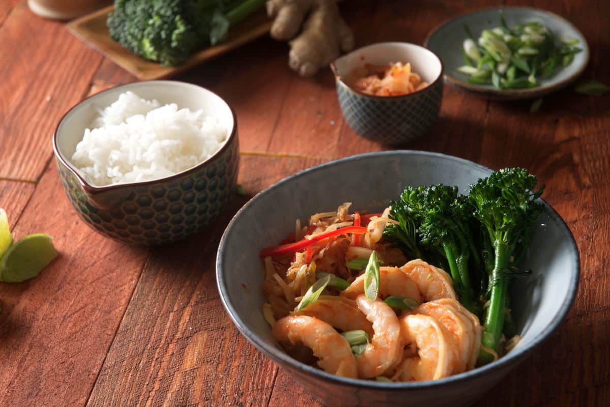 Korean-Style Shrimp Stir-Fry with Kimchi