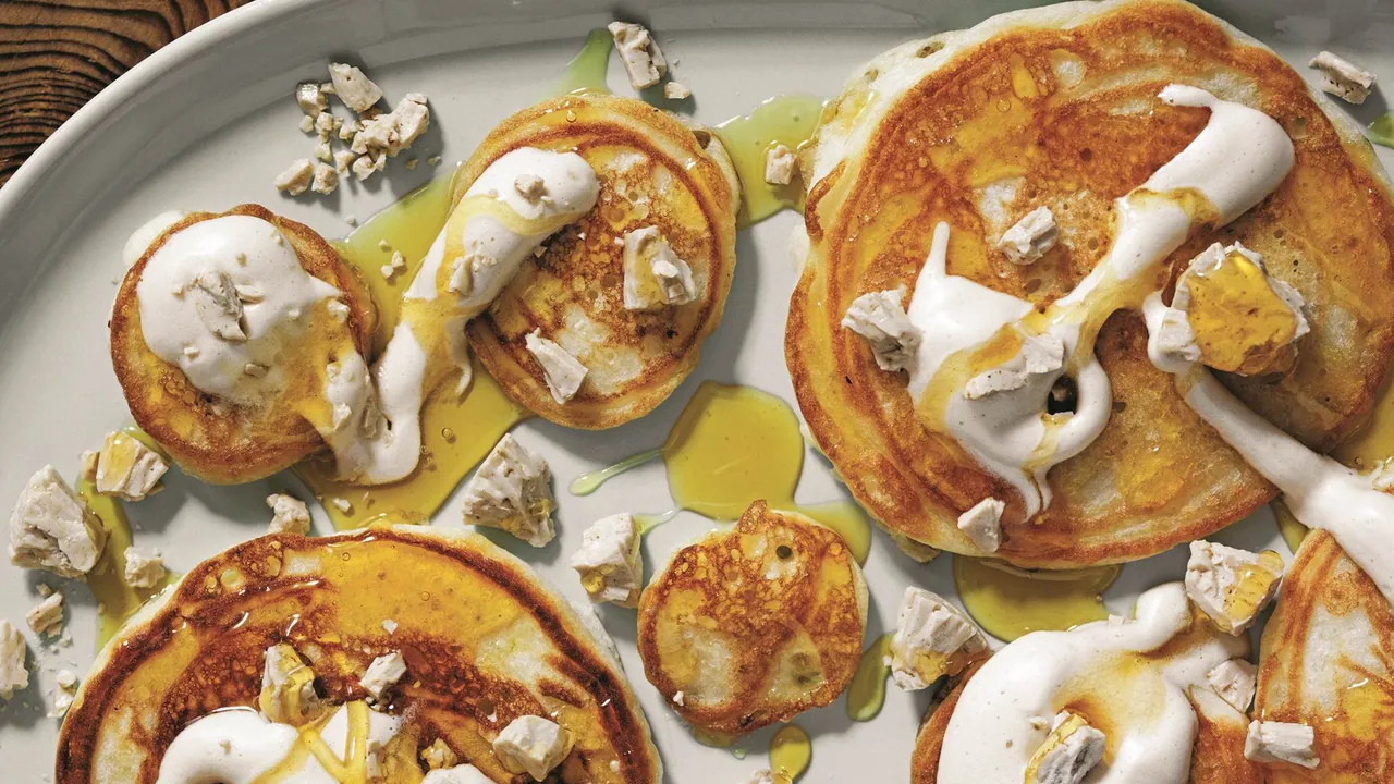 Maple-Sweet Potato Pancakes with Warm Maple Syrup