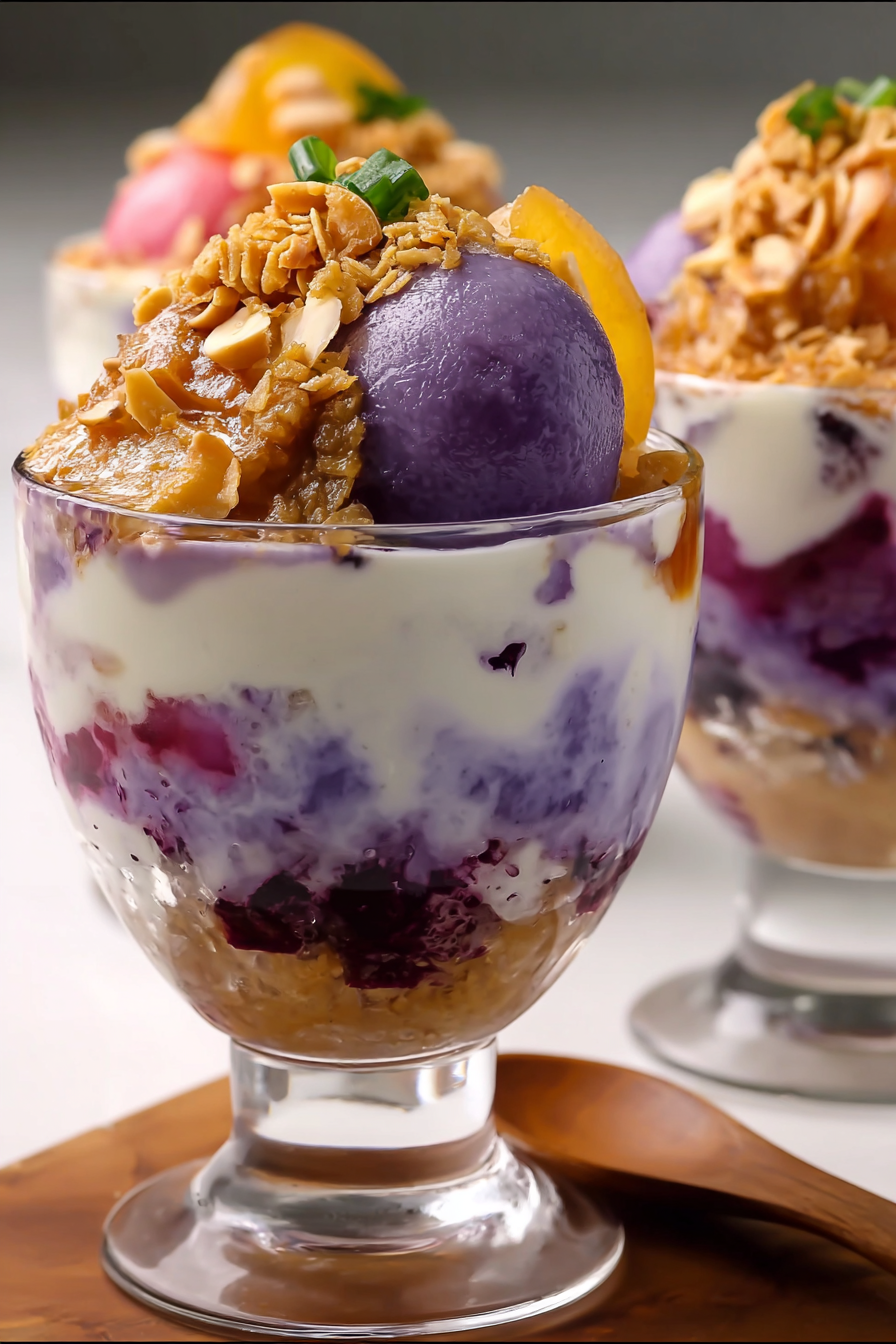 Taro and Mango Halo-Halo with Nata de Coco