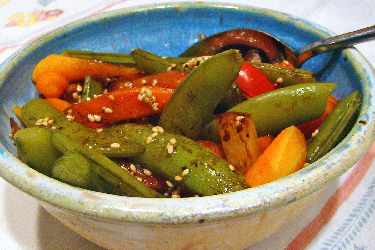 Sesame-Ginger Stir-Fried Snap Peas and Carrots