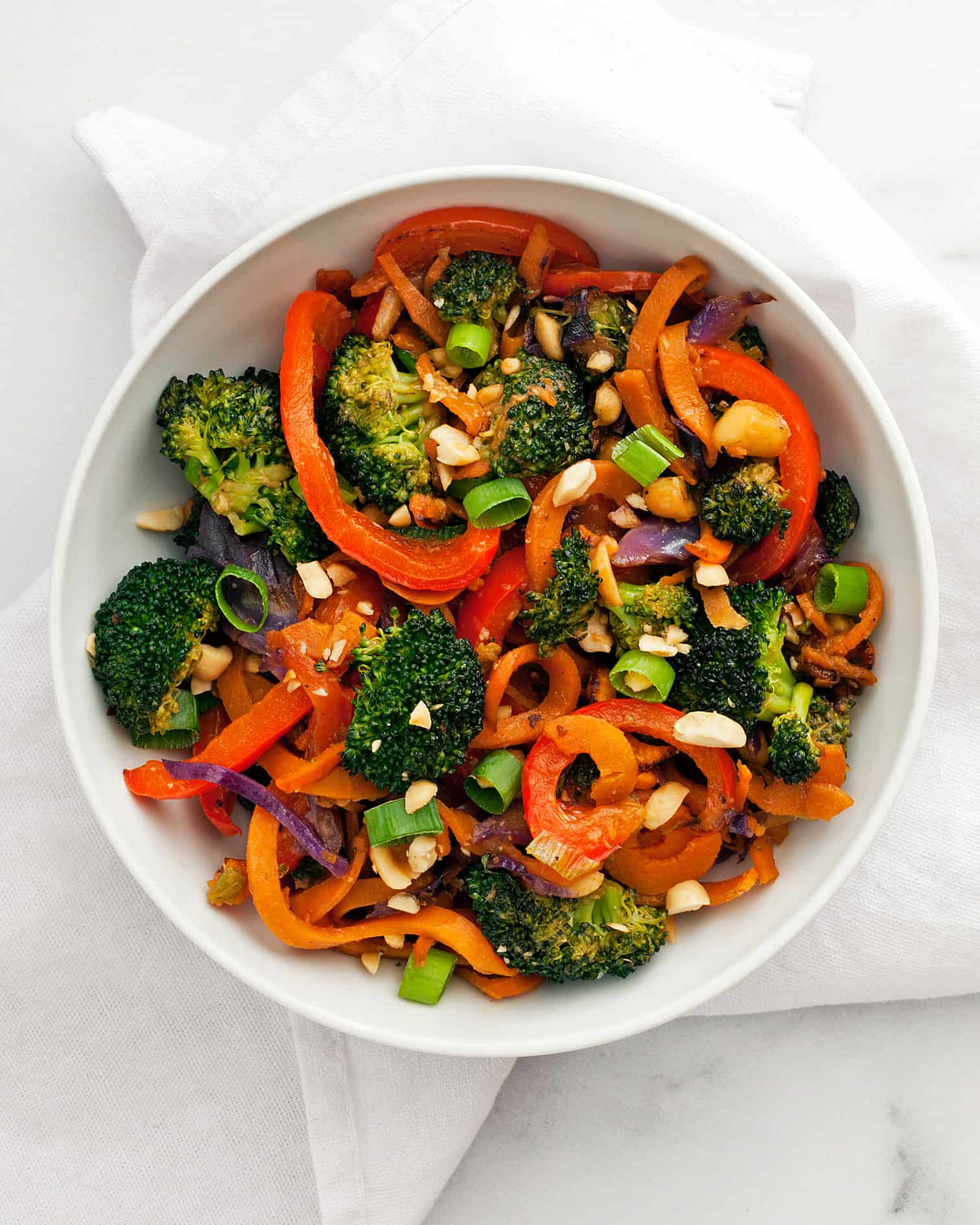 Rainbow Veggie Stir-Fry with Peanut Sauce