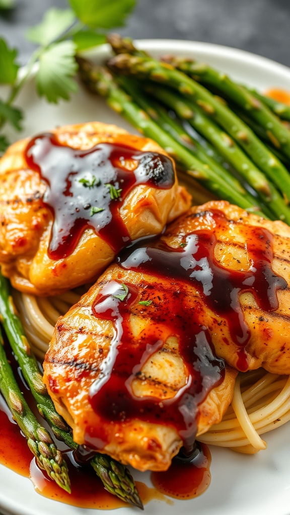 Kombucha-Glazed Chicken Thighs with Asparagus