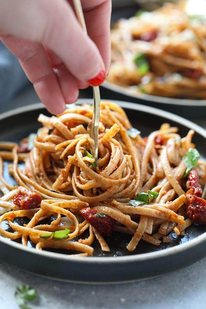 Sun-Dried Tomato Basil Pasta with Fresh Mozzarella