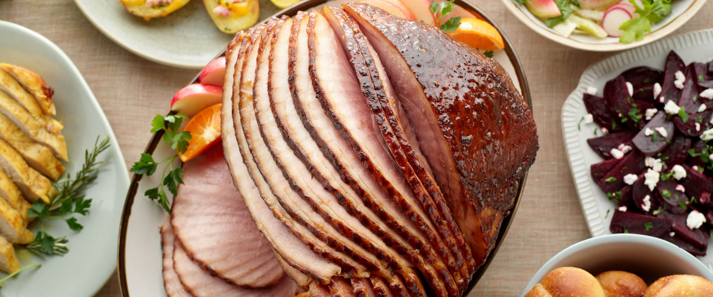 Honey-Glazed Ham with Apple and Mustard