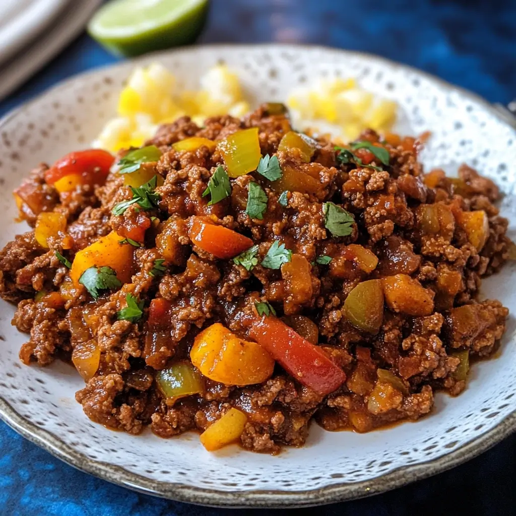 Spiced Beef Picadillo with Sweet Peppers