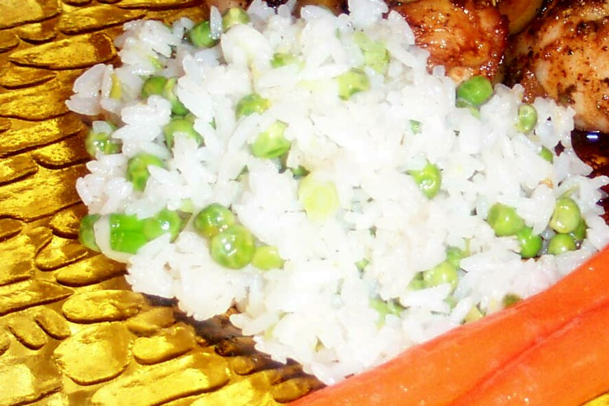Saffron-Infused Lemon Rice with Roasted Peas