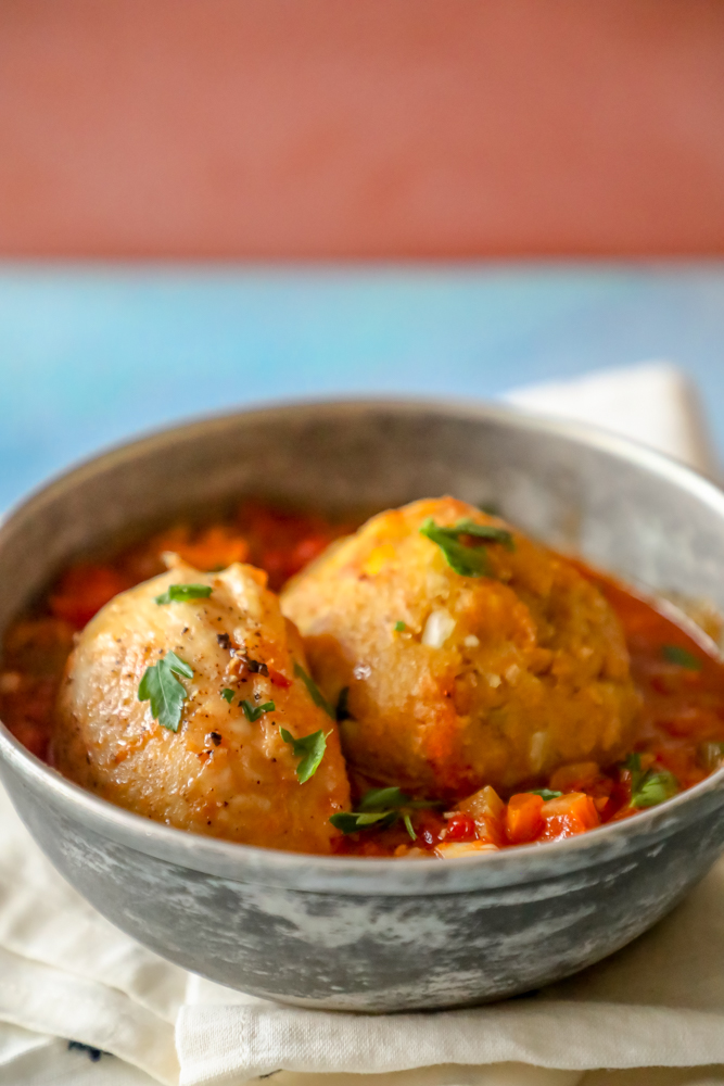 Garlic Cilantro Mofongo with Chicken
