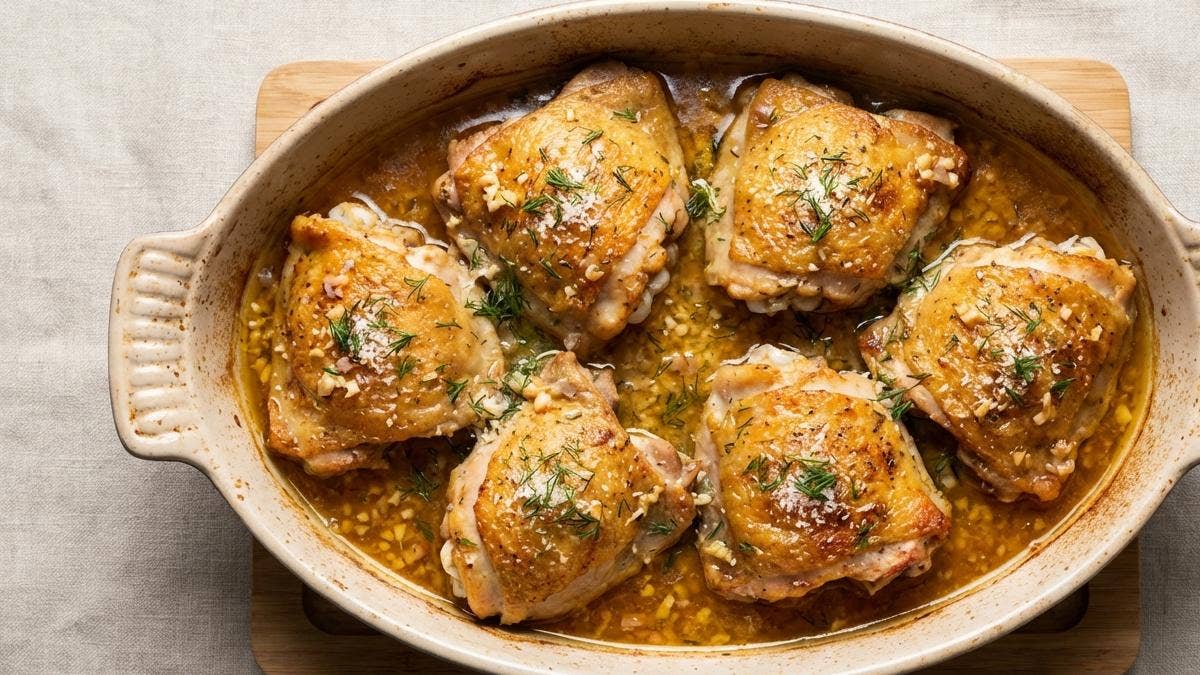 Crispy Skinless Chicken Thighs with Lemon-Dijon Sauce