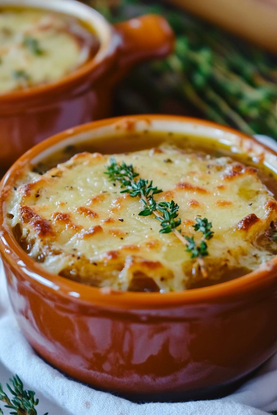 Slow-Simmered French Onion Soup with Gruyère Crust