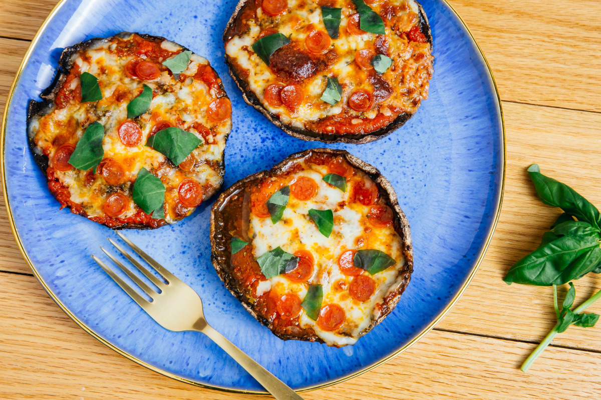 Portobello 'Pizza' with Roasted Tomatoes and Herbs