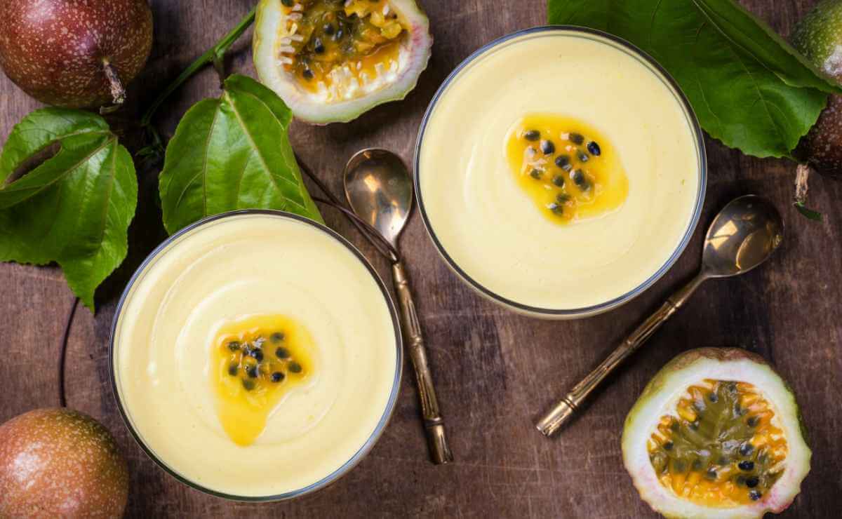 Passion Fruit Mousse with Coconut Whipped Cream