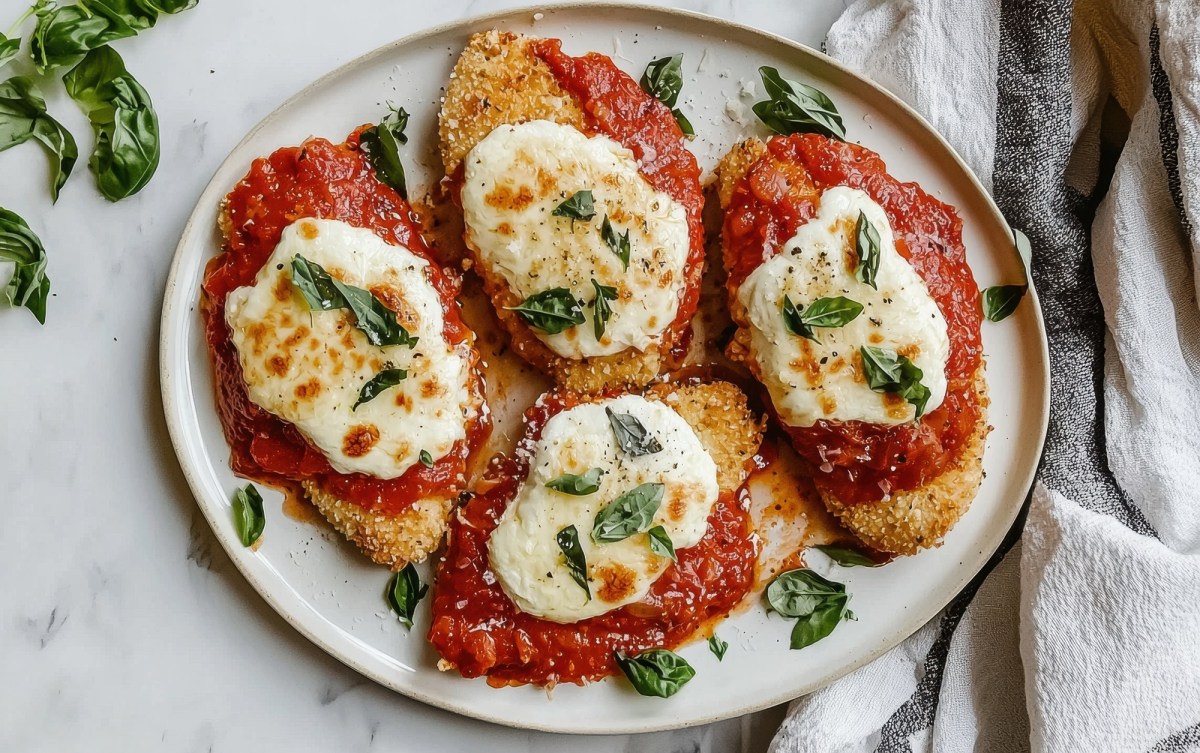 Baked Chicken Cutlets with Tomato Sauce and Mozzarella