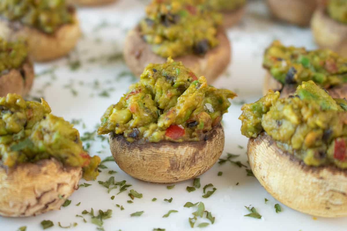 Spicy Avocado Stuffed Mushrooms