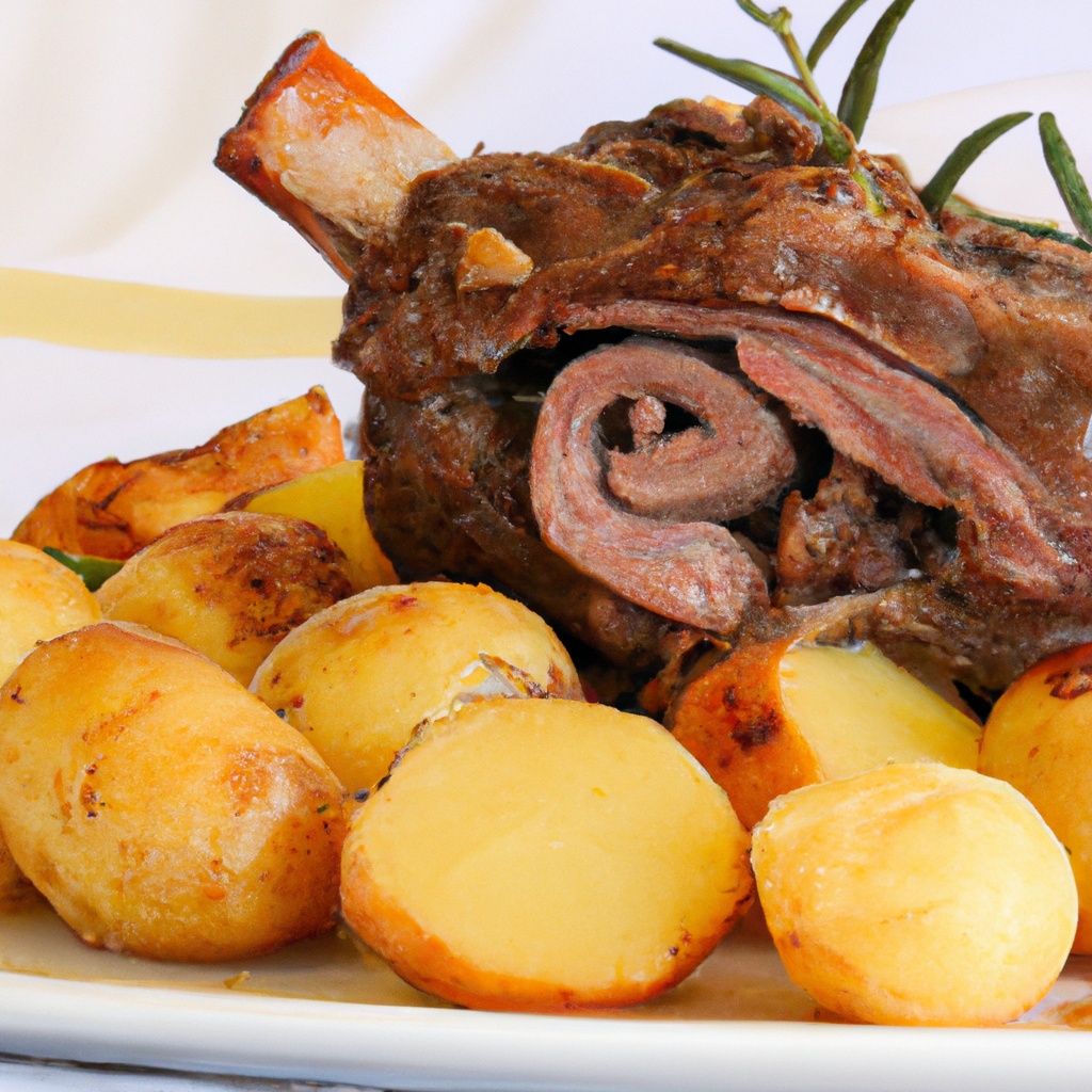 Rosemary-Black Pepper Seasoned Lamb Chops with Roasted Potatoes