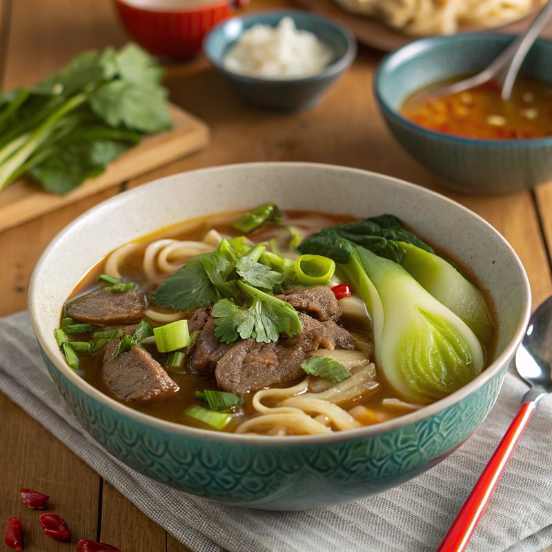 Clear Beef and Bok Choy Noodle Soup