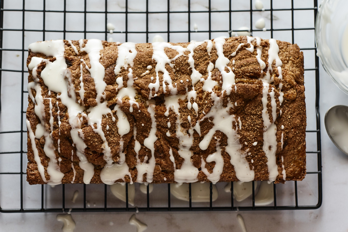 No-Knead Cinnamon Swirl Bread with Honey Glaze