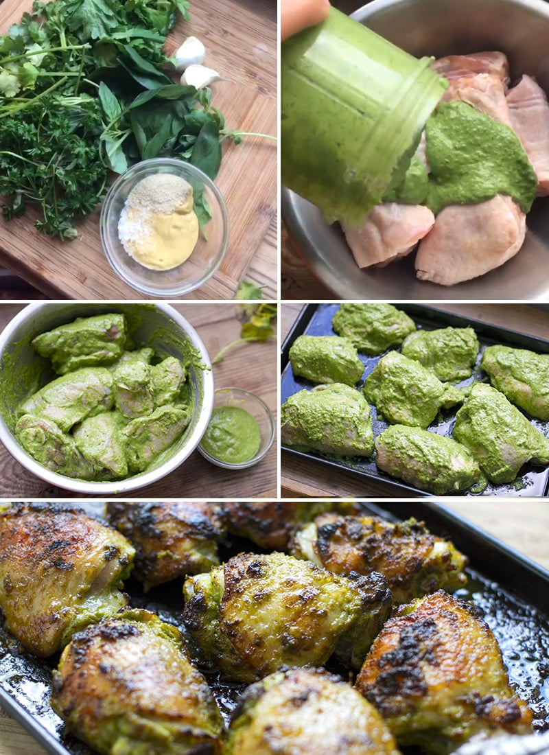 Herb-Crusted Chicken Thighs with Avocado Crema