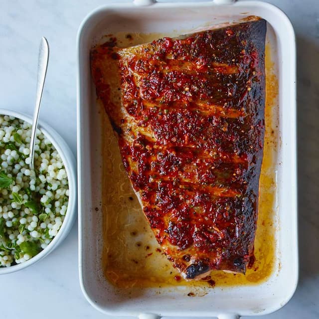 Harissa-Spiced Salmon with Couscous