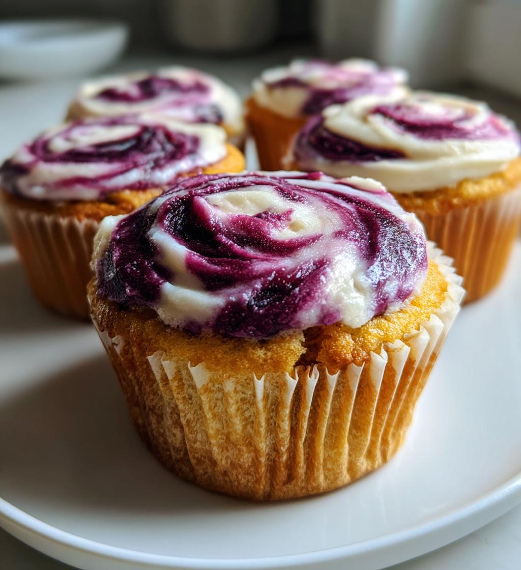 Spiced Pumpkin Cupcakes with Blackberry Swirl Frosting