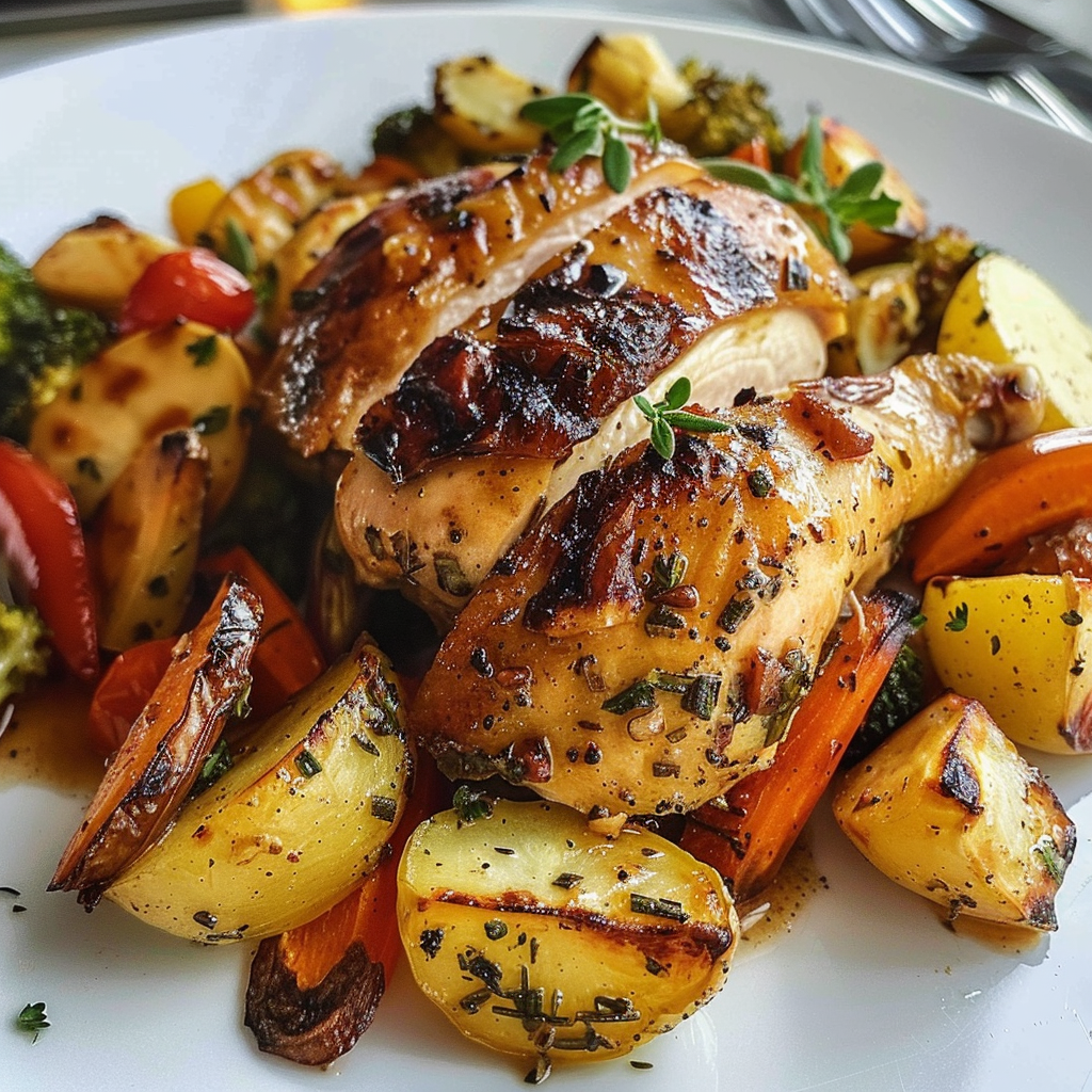 Garlic-Herb Roasted Chicken with Root Vegetables