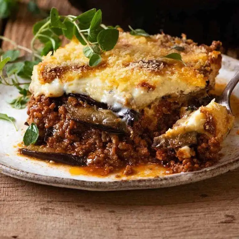 Baked Eggplant and Lamb Moussaka with Tomato Sauce