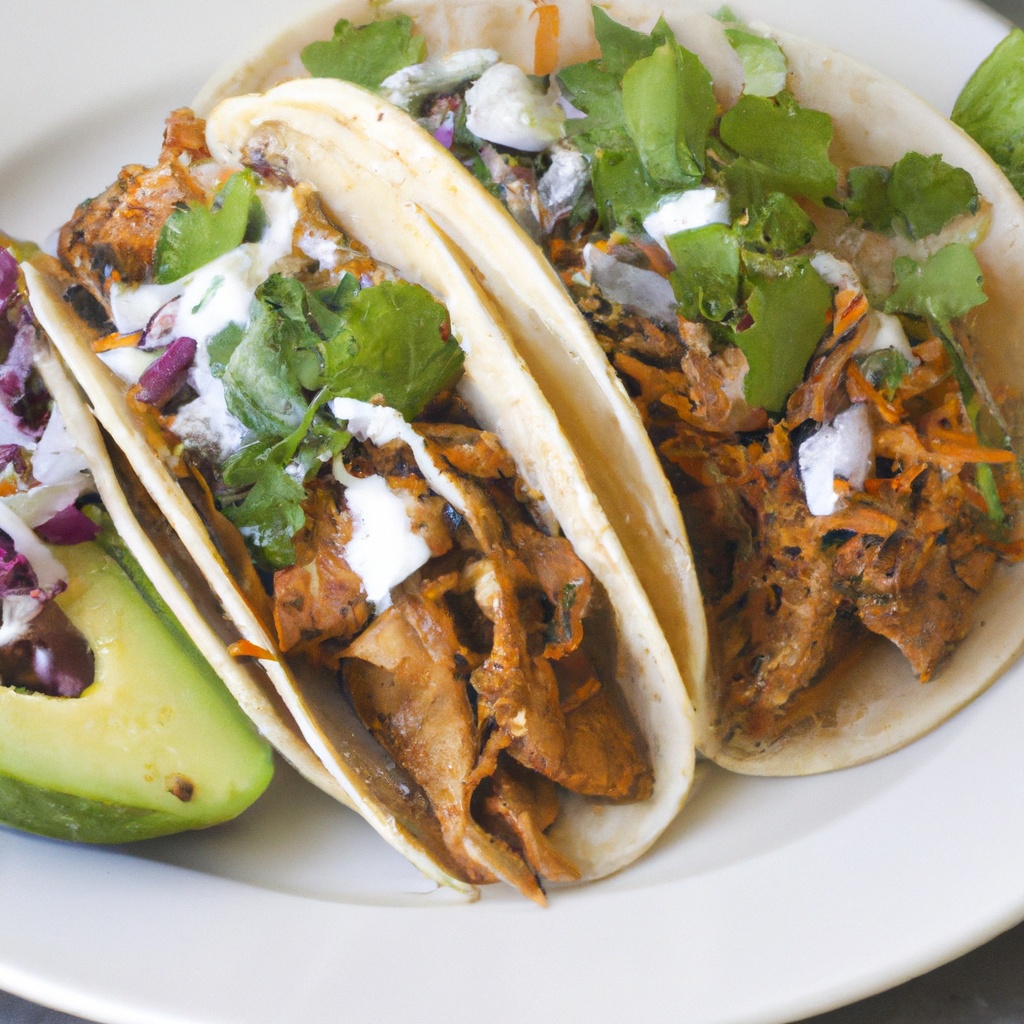 Crispy Ancho Chile Pork Tacos with Avocado Salsa