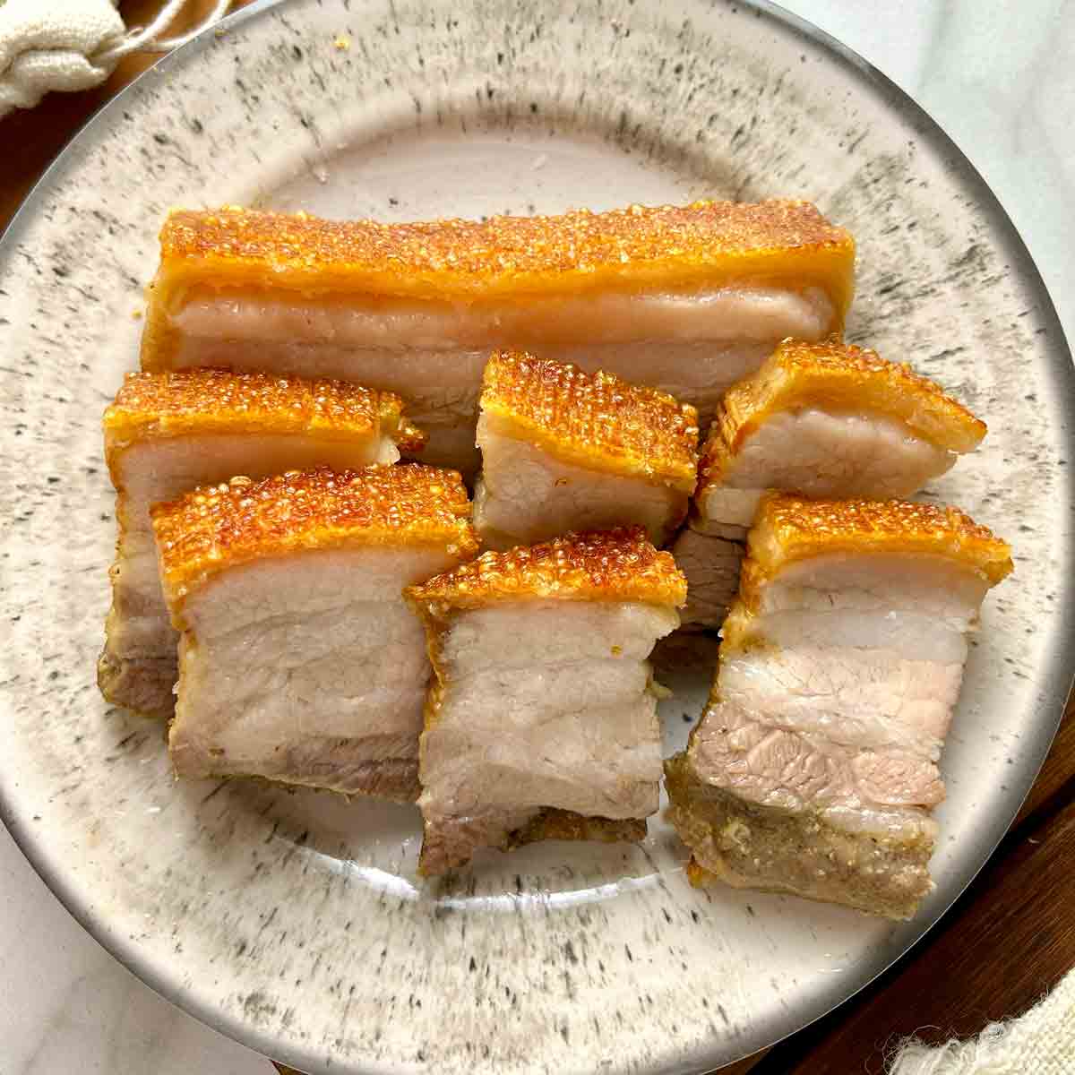 Crispy Pan-Fried Pork Belly with Quick Pickled Cucumbers