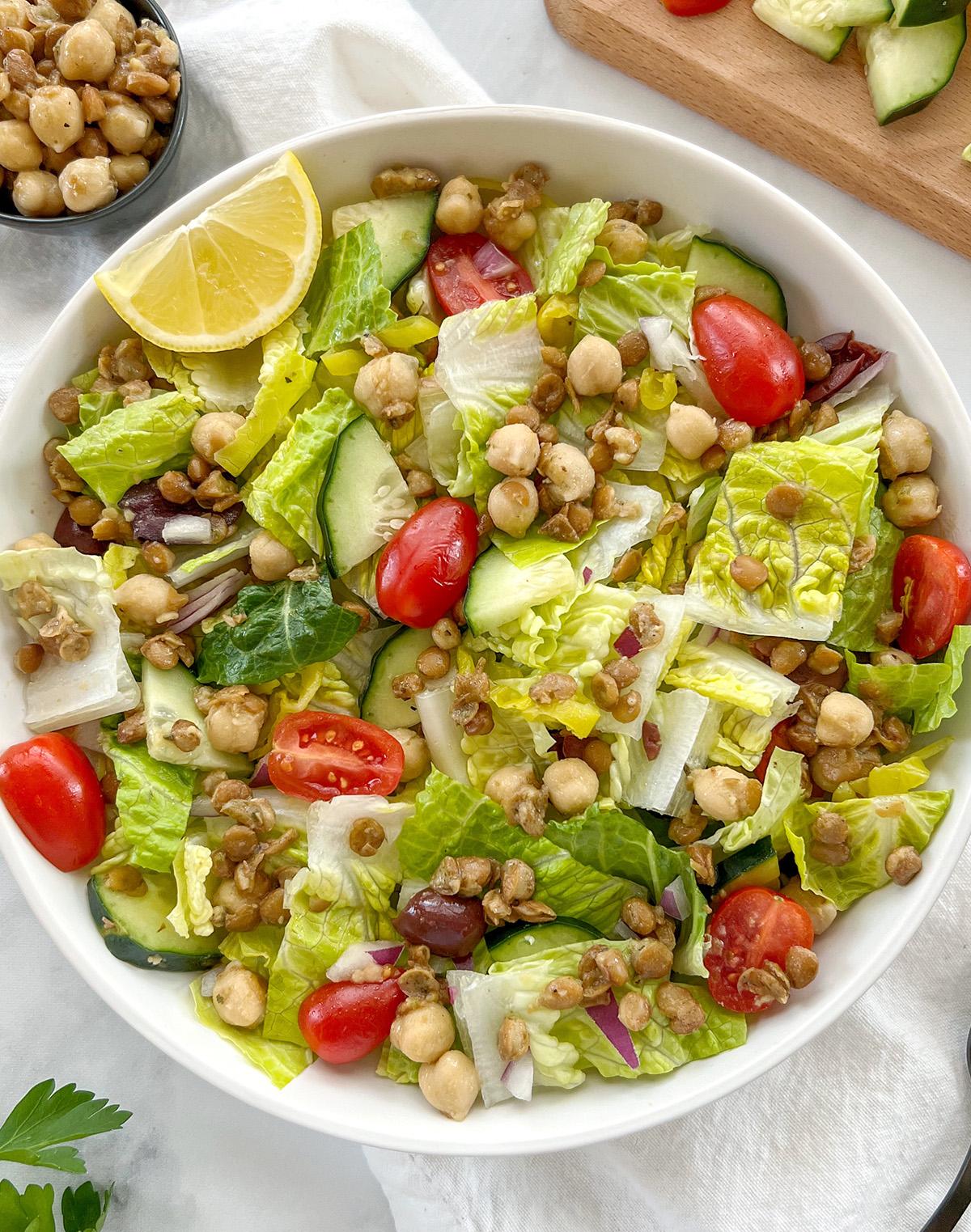 Lentil and Chickpea Bowl with Cilantro Lime Dressing