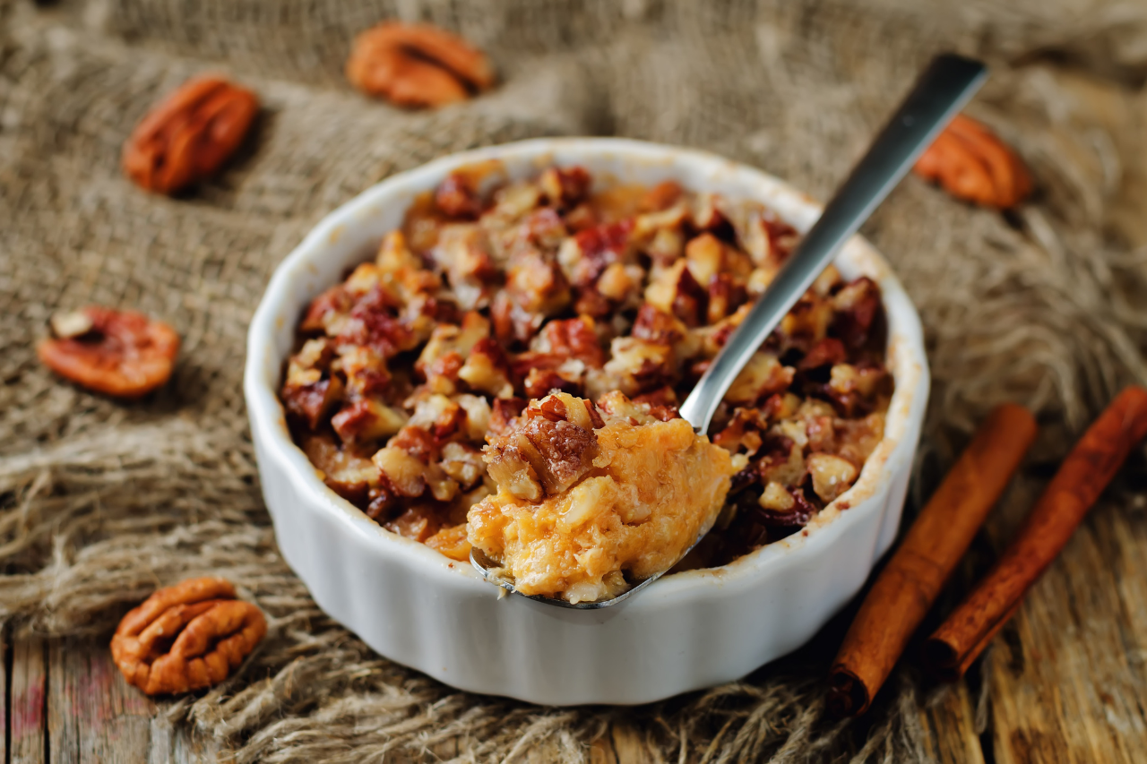 Candied Sweet Potato and Pecan Mash
