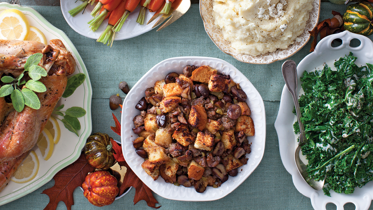 Sausage and Chestnut Stuffing with Celery