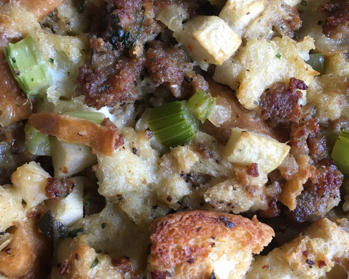 Sage-Infused Stuffing with Crispy Apple Slices