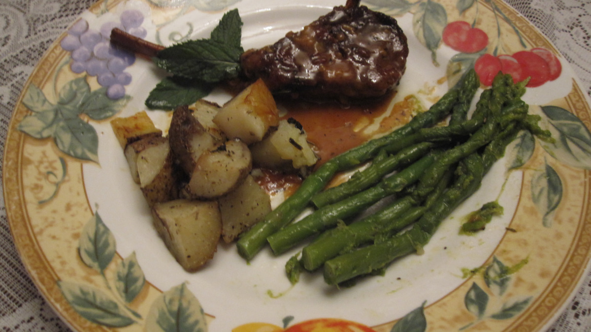 Herb-Crusted Lamb Chops with Minted Potatoes