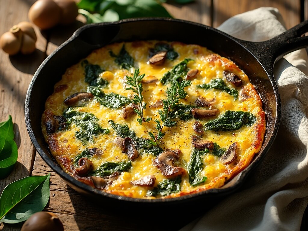 Mushroom and Spinach Keto Frittata