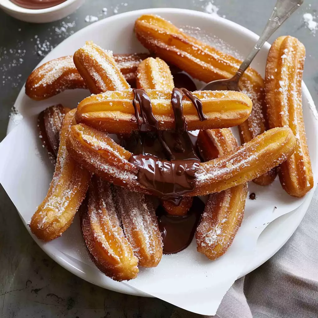 Cinnamon-Dusted Churros with Dark Chocolate Dip