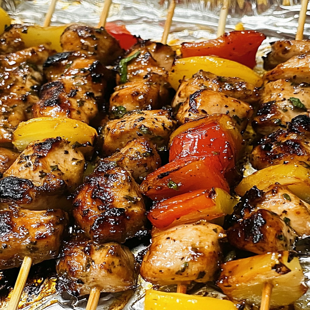 Herb-Marinated Chicken Skewers with Lemon-Yogurt Sauce