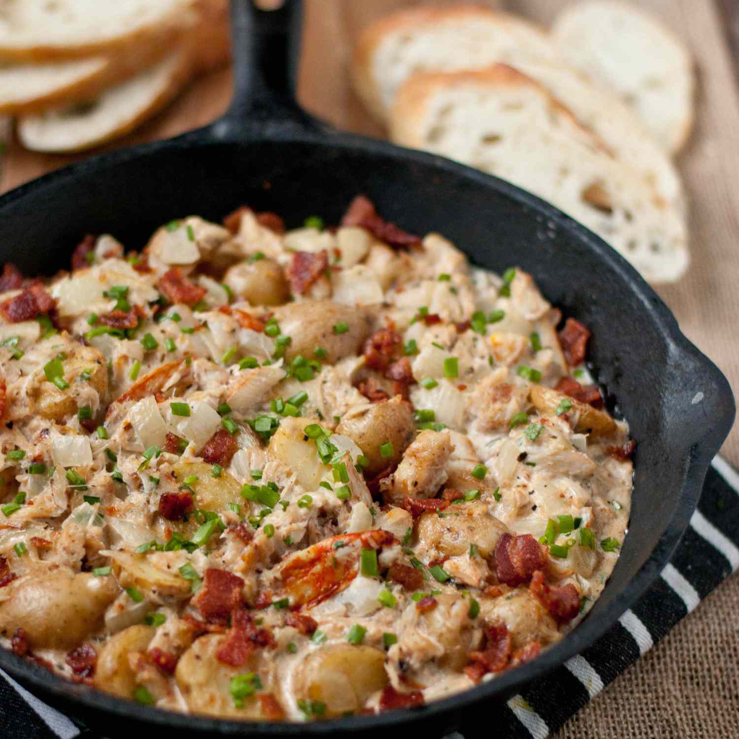 Smoky Crab and Sweet Potato Hash with Lemon-Dill Sauce