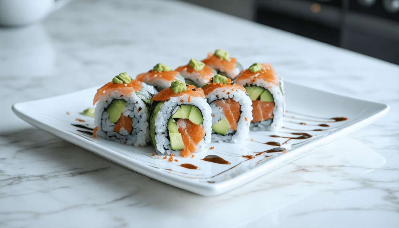 Salmon and Cucumber Sushi Rolls