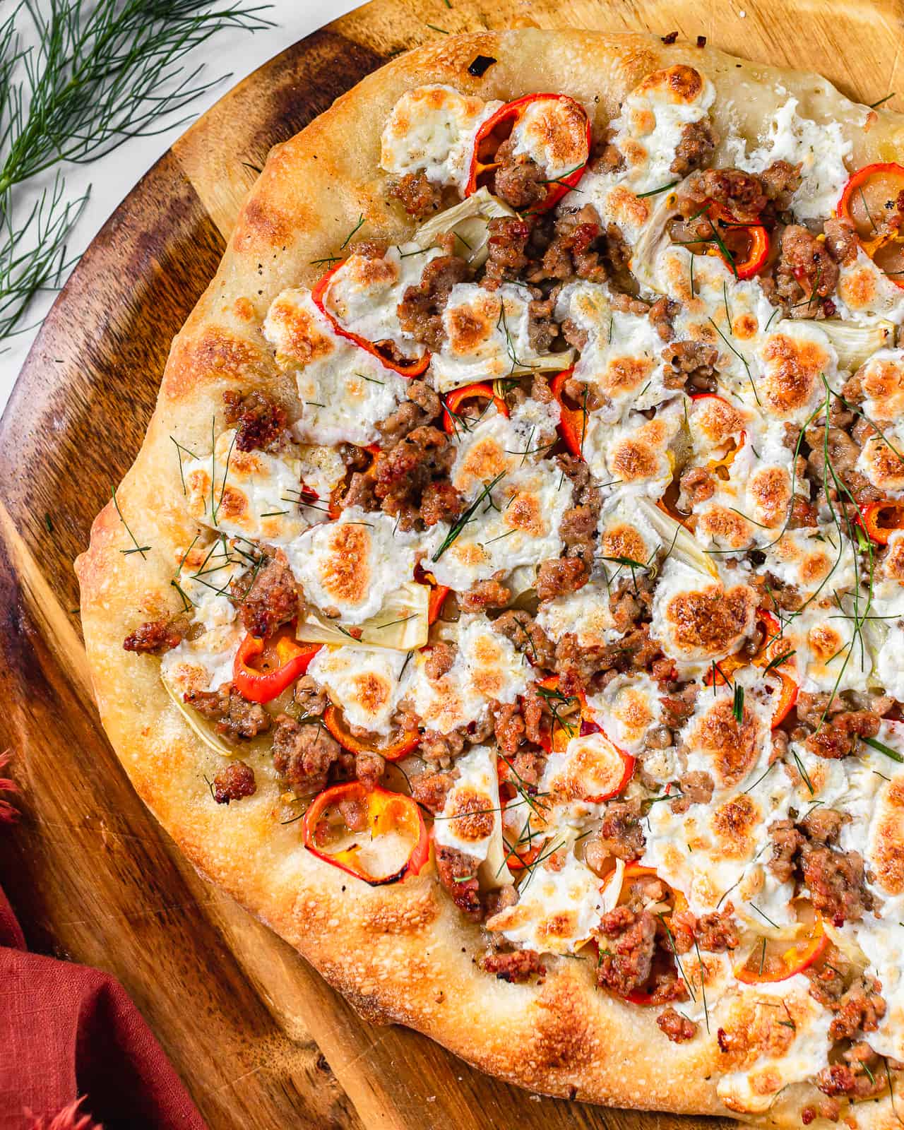 Fennel-Infused Sausage and Roasted Red Pepper Pizza