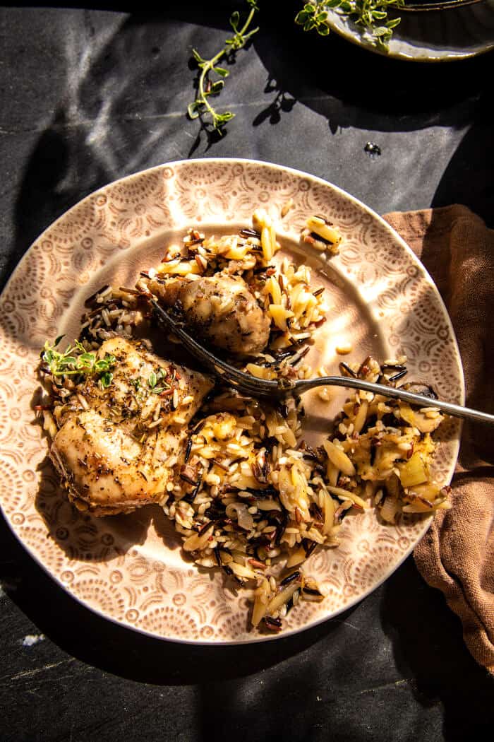 Herb-Roasted Chicken with Wild Rice and Mushrooms