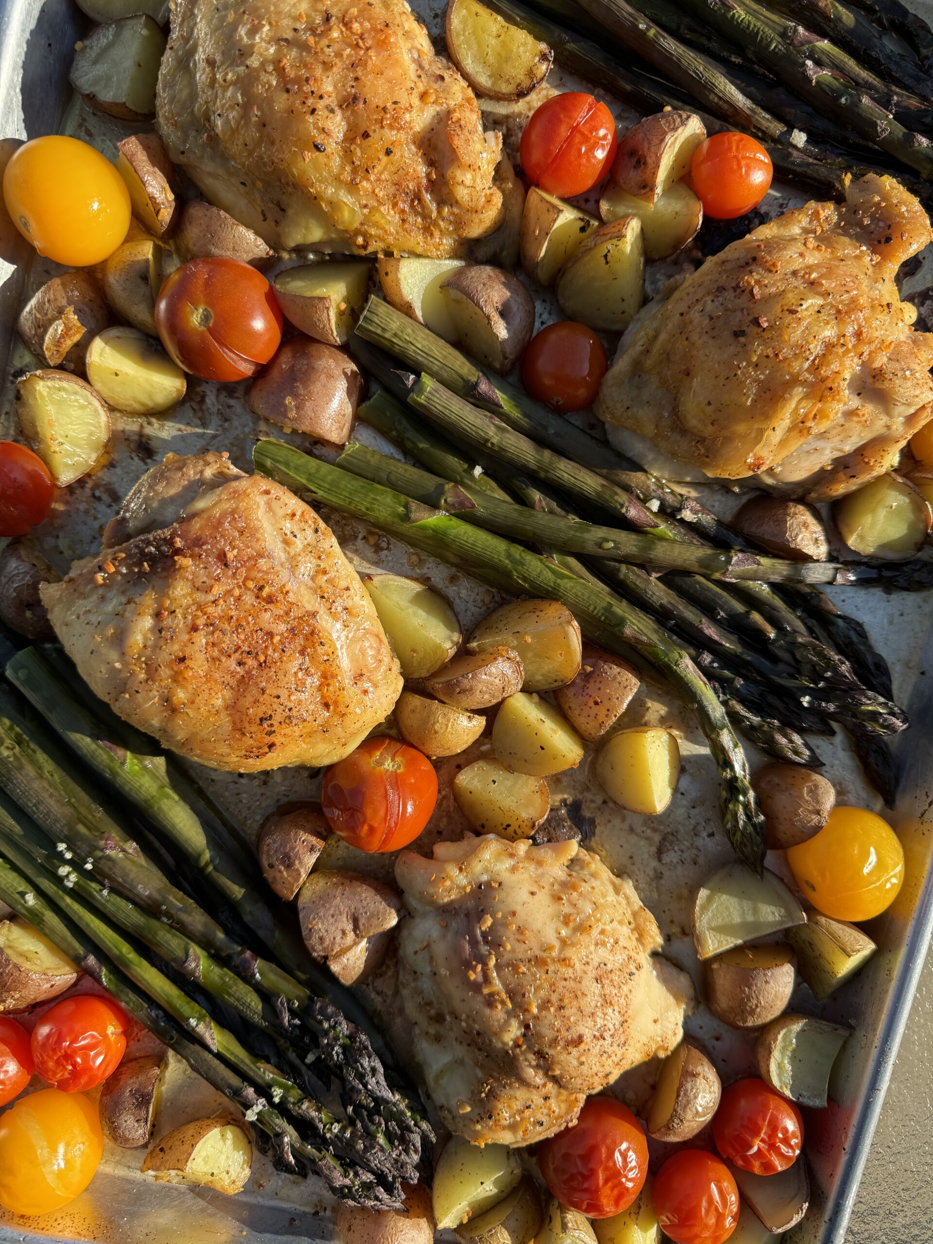 Sheet Pan Lemon-Dill Chicken with Cherry Tomatoes and Asparagus