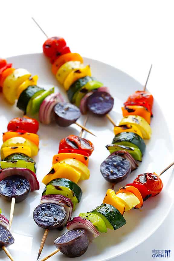 Sunburst Veggie Skewers with Lemon-Herb Glaze