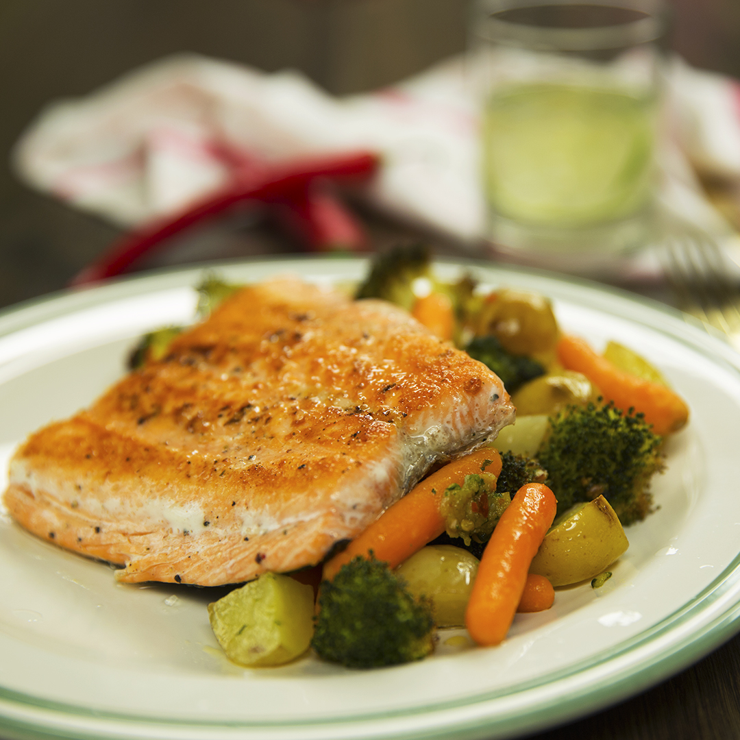 Sesame-Glazed Salmon with Roasted Vegetables