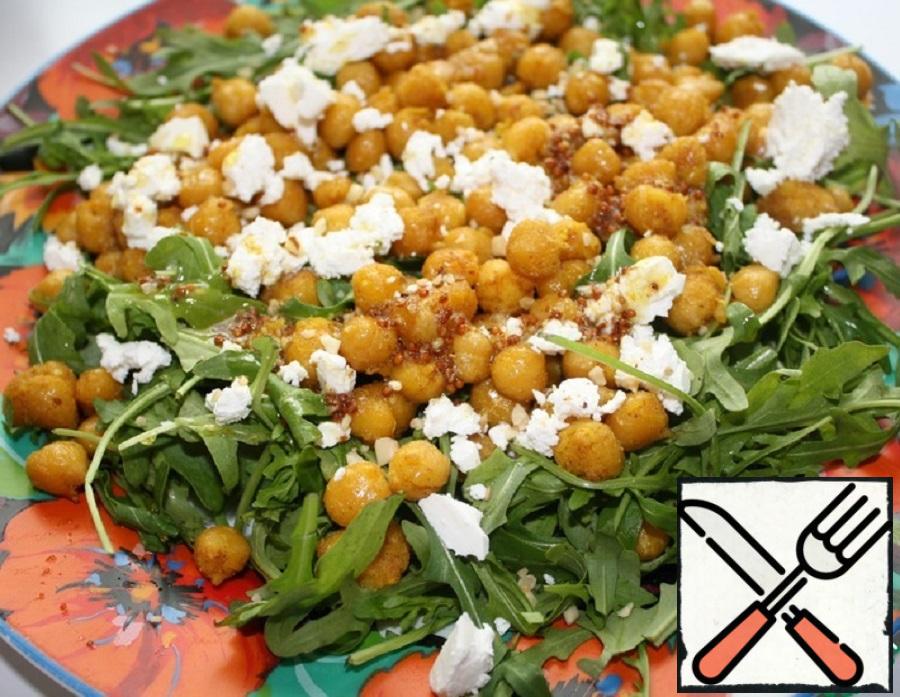 Lemon-Dill Roasted Chickpeas with Arugula Salad
