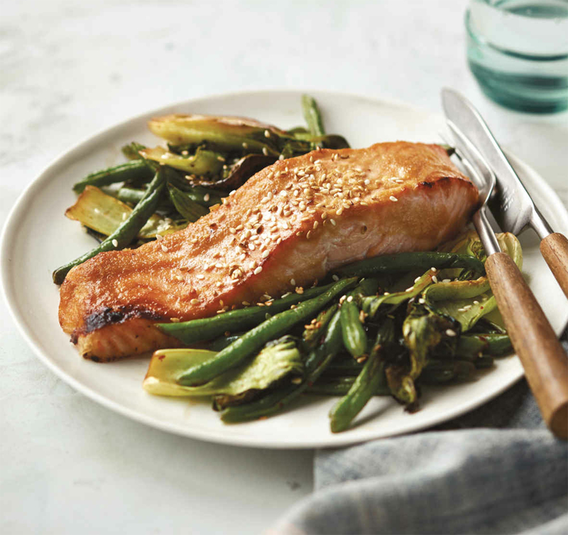 Miso-Glazed Salmon with Sesame-Infused Quinoa and Bok Choy
