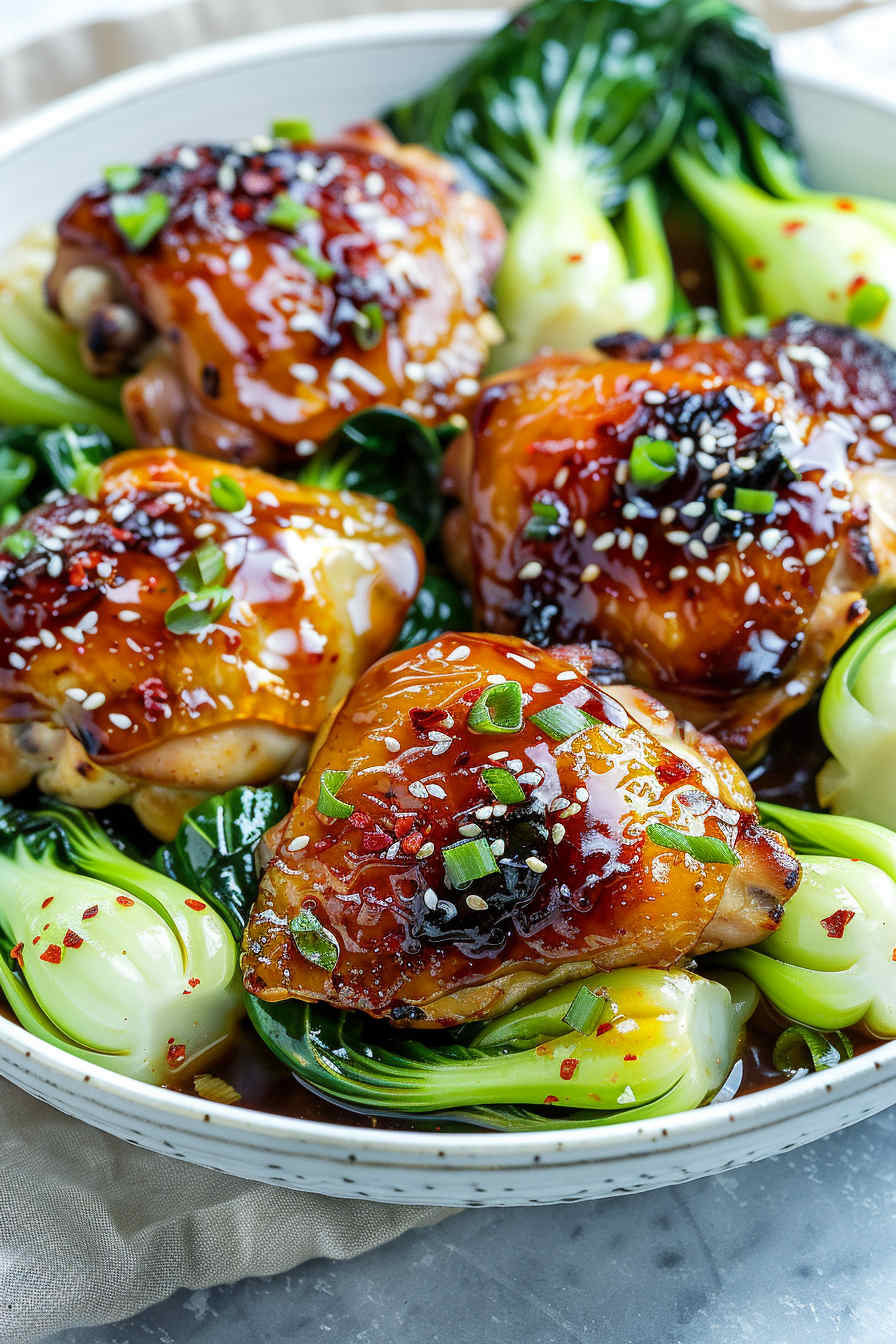 Kombucha-Glazed Chicken with Bok Choy