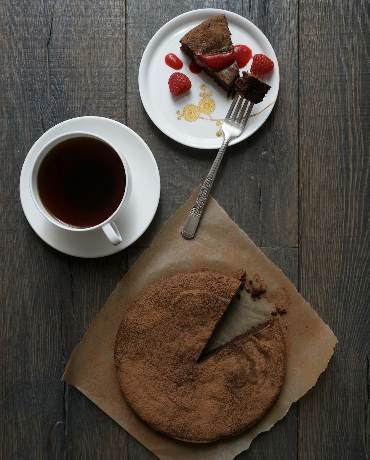 Black Forest Chocolate Cake with Raspberry Coulis